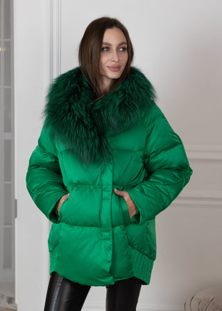 Genuine Silver Fox Premium Down Fill Coat - By Baano