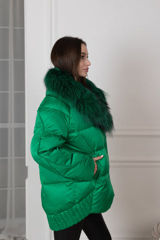 Genuine Silver Fox Premium Down Fill Coat - By Baano