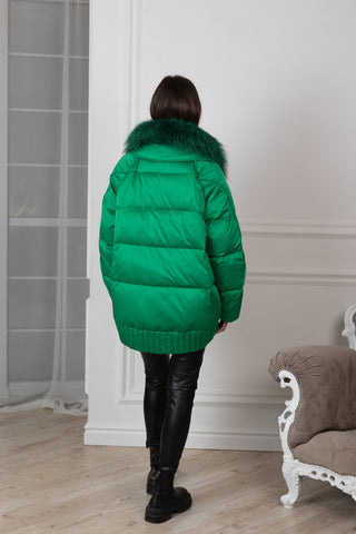 Genuine Silver Fox Premium Down Fill Coat - By Baano