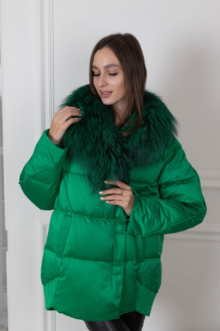 Genuine Silver Fox Premium Down Fill Coat - By Baano