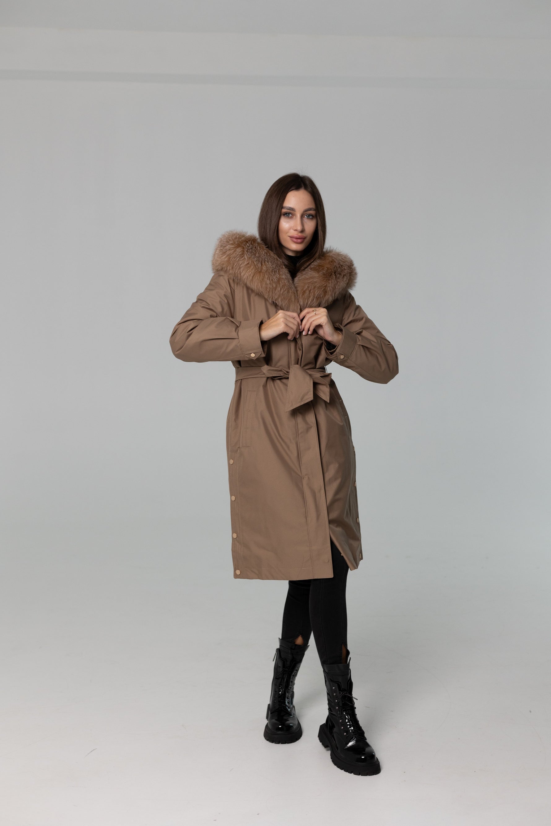 Genuine Fox Fur Trim Rabbit Fur Insulated Parka