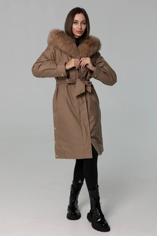 Genuine Fox Fur Trim Rabbit Fur Insulated Parka