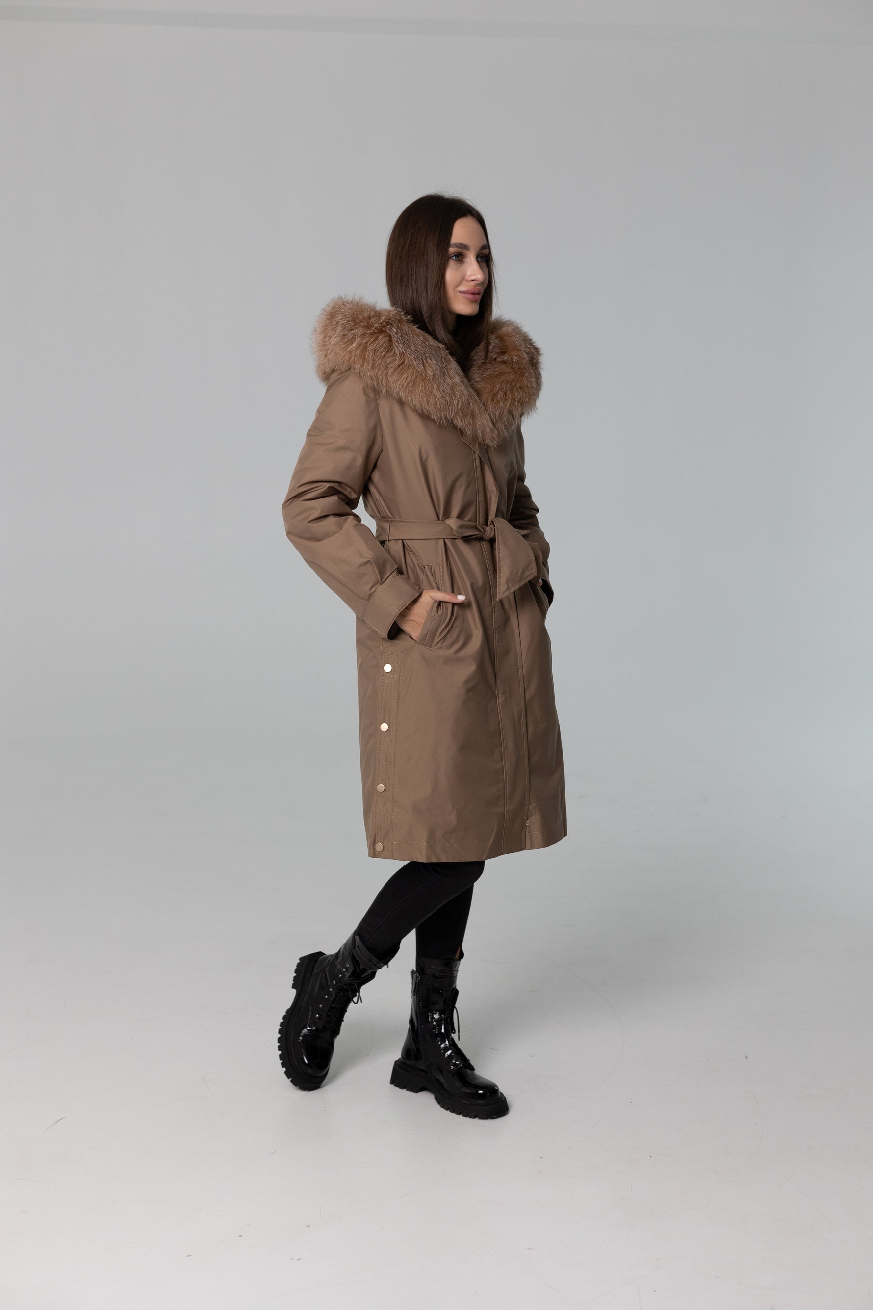 Genuine Fox Fur Trim Rabbit Fur Insulated Parka