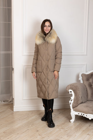 Genuine Red Fox Collar Down Fill Coat - By Baano