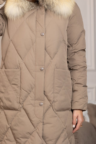 Genuine Red Fox Collar Down Fill Coat - By Baano