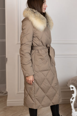 Genuine Red Fox Collar Down Fill Coat - By Baano