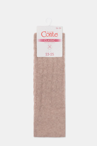 Cotton Knee Highs Conte Classic 010 - Cotton Blend and Knitted Pattern - By Baano