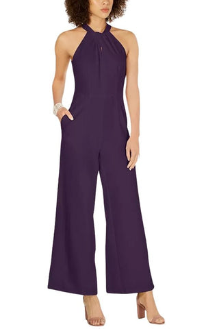 Julia Jordan Crossed Neck Keyhole Racerback Solid Crepe Jumpsuit - Glamourous Grace