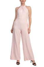 Julia Jordan Twist Halter Neck Cutaway Shoulders Pocketed Wide Leg Jumpsuit