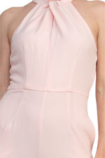 Julia Jordan Twist Halter Neck Cutaway Shoulders Pocketed Wide Leg Jumpsuit