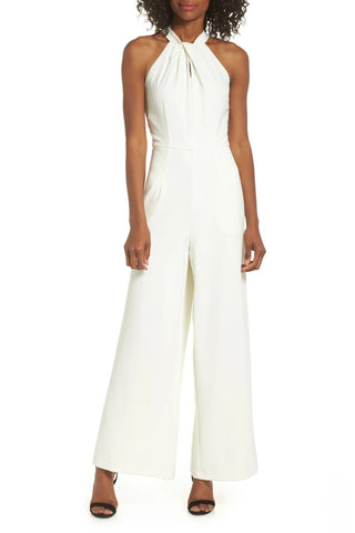 Julia Jordan Crossed Neck Keyhole Racerback Solid Crepe Jumpsuit - Glamourous Grace