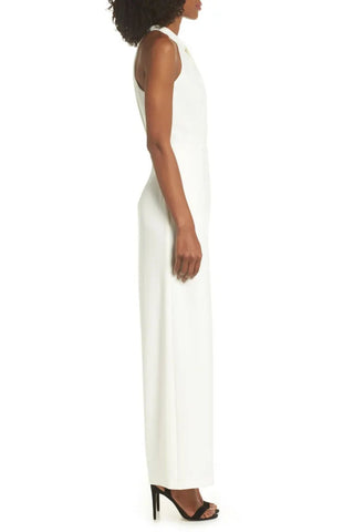 Julia Jordan Crossed Neck Keyhole Racerback Solid Crepe Jumpsuit - Glamourous Grace