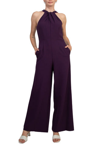Julia Jordan Crossed Neck Keyhole Racerback Solid Crepe Jumpsuit - Glamourous Grace
