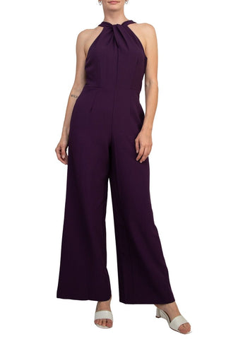 Julia Jordan Crossed Neck Keyhole Racerback Solid Crepe Jumpsuit - Glamourous Grace