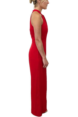 Julia Jordan Crossed Neck Keyhole Racerback Solid Crepe Jumpsuit - Glamourous Grace