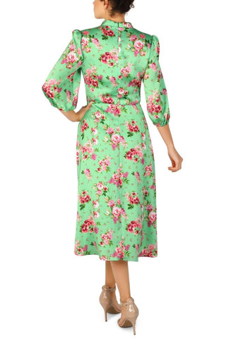 Julia Jordan Floral - Print Tie - Waist Midi Charmeuse Dress - Glamourous Grace