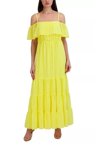 Julia Jordan Off - The - Shoulder Tiered Chiffon Maxi Dress - Glamourous Grace
