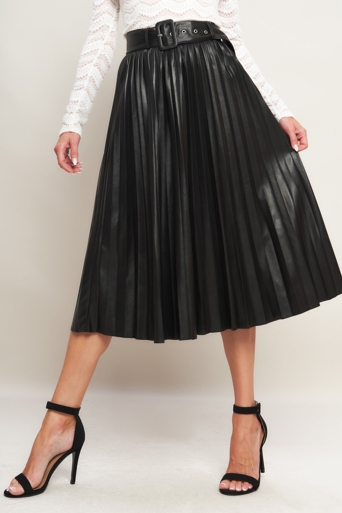 YOU FILL MY LIFE WITH LEATHER MIDI SKIRT - By Baano