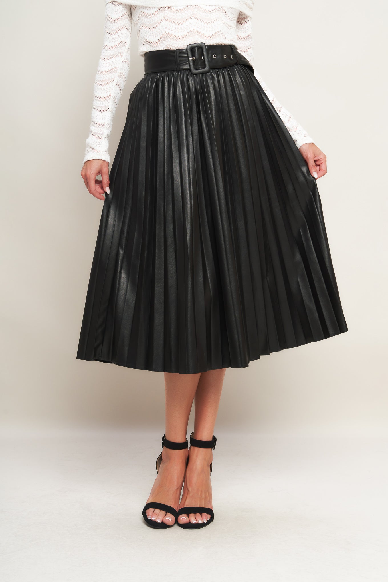 YOU FILL MY LIFE WITH LEATHER MIDI SKIRT - By Baano