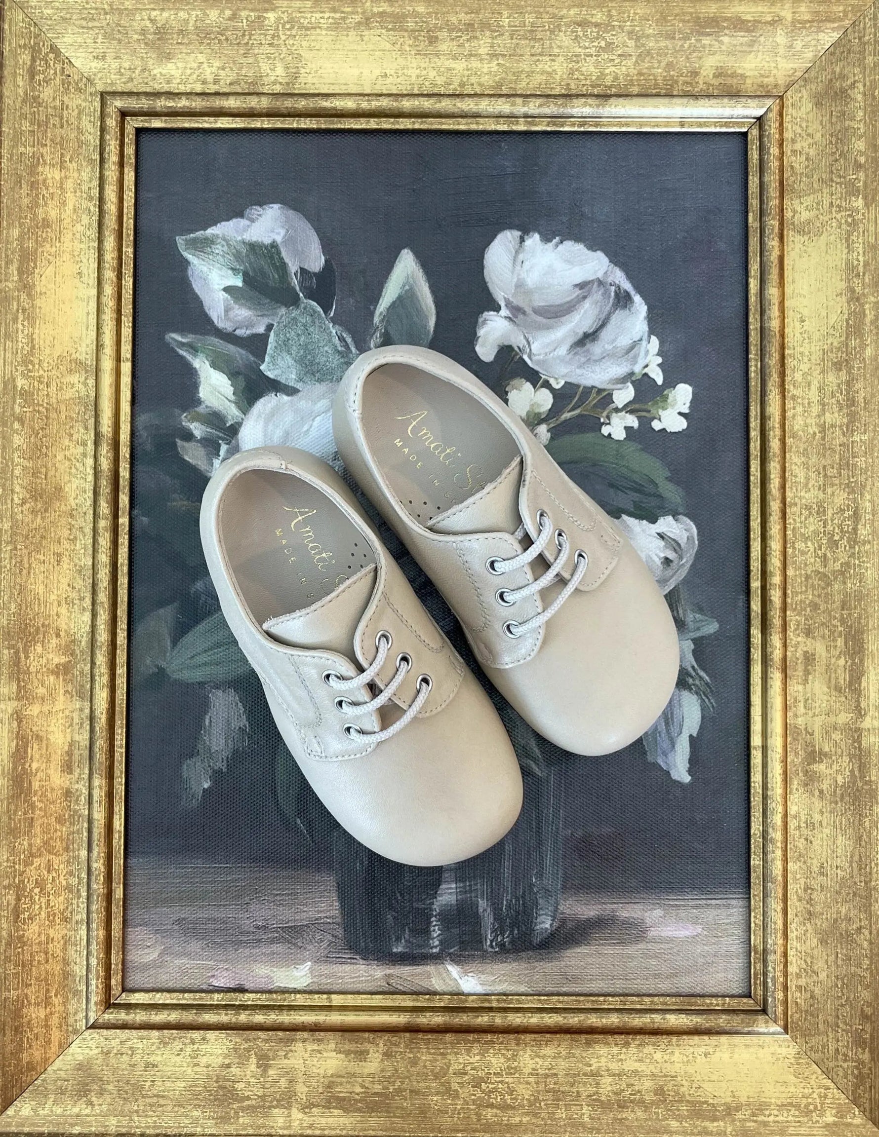 Jacob- Beige Leather Boy Oxford Shoes