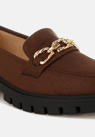 Jacop Micro Suede Metal Chain Link Loafers