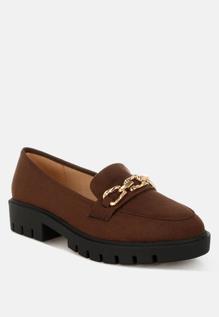 Jacop Micro Suede Metal Chain Link Loafers