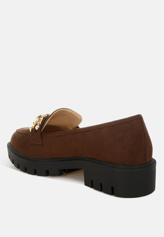 Jacop Micro Suede Metal Chain Link Loafers