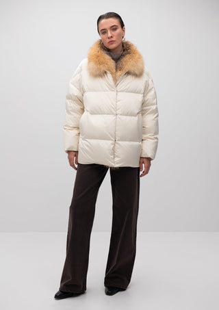 Macaire Genuine Silver Fox Fur Down Fill Coat - By Baano