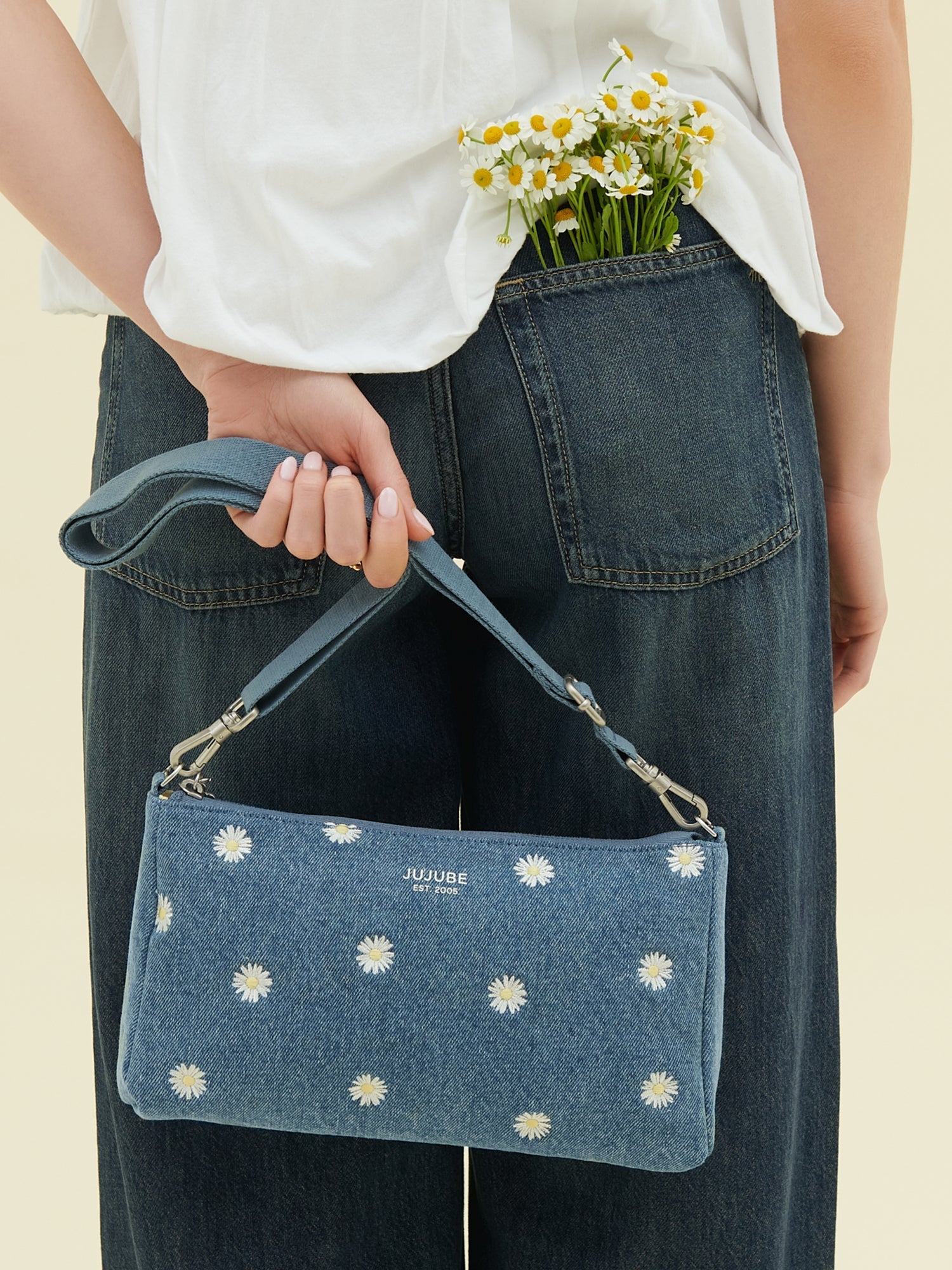 3-piece Pouch Clutch Purse Set - Denim & Daisies JuJuBe