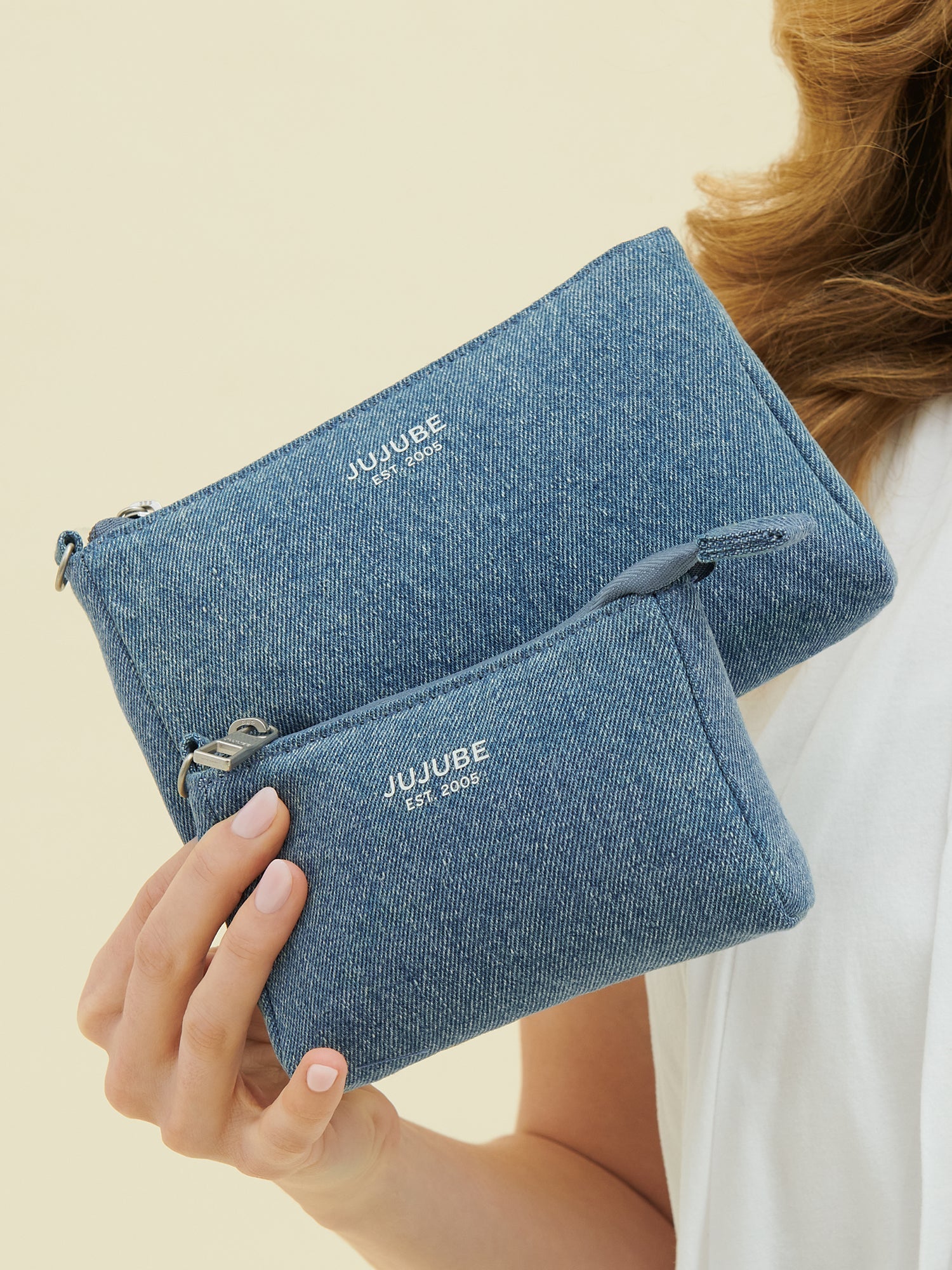 3-piece Pouch Clutch Purse Set - Denim & Daisies JuJuBe