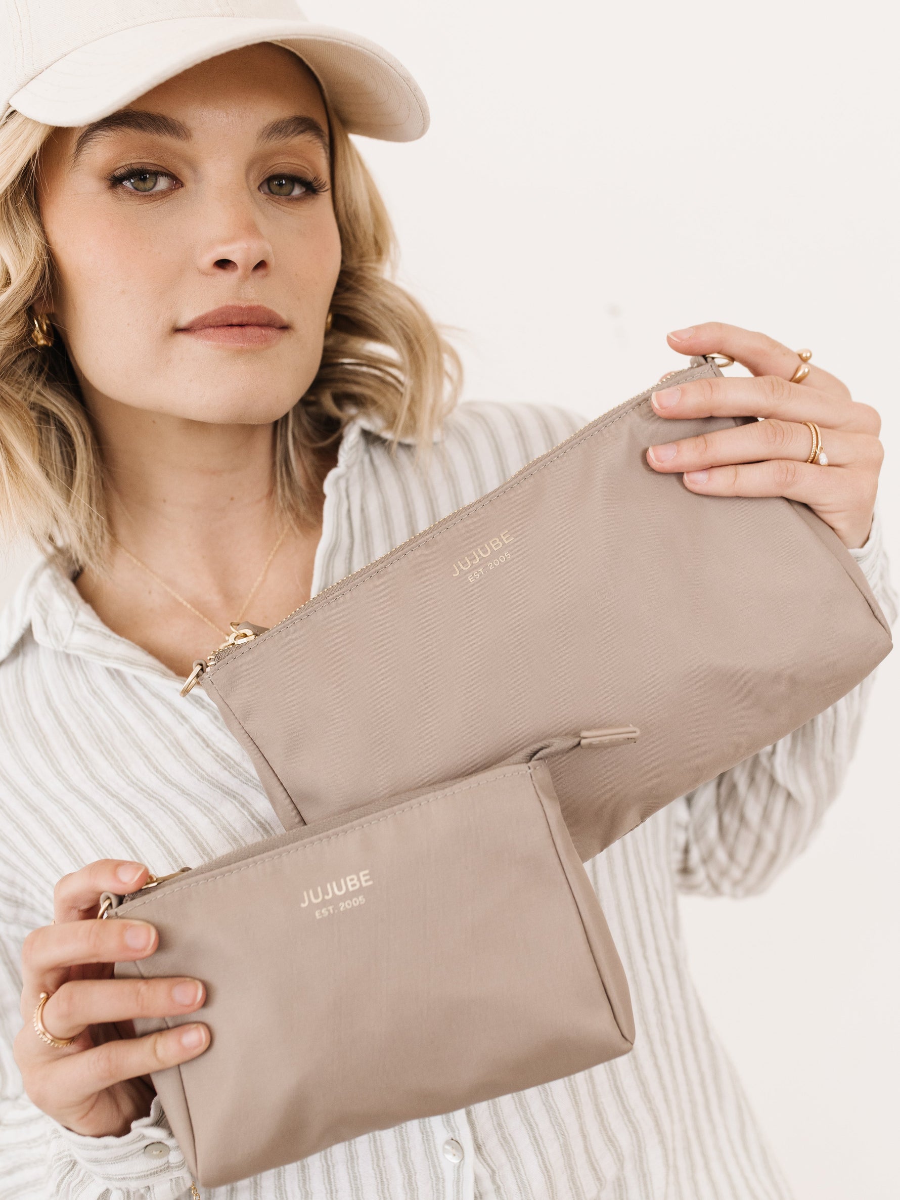 3-Piece Pouch Clutch Purse Set - Taupe - By Baano