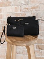 3-Piece Pouch Clutch Purse Set - Black - By Baano