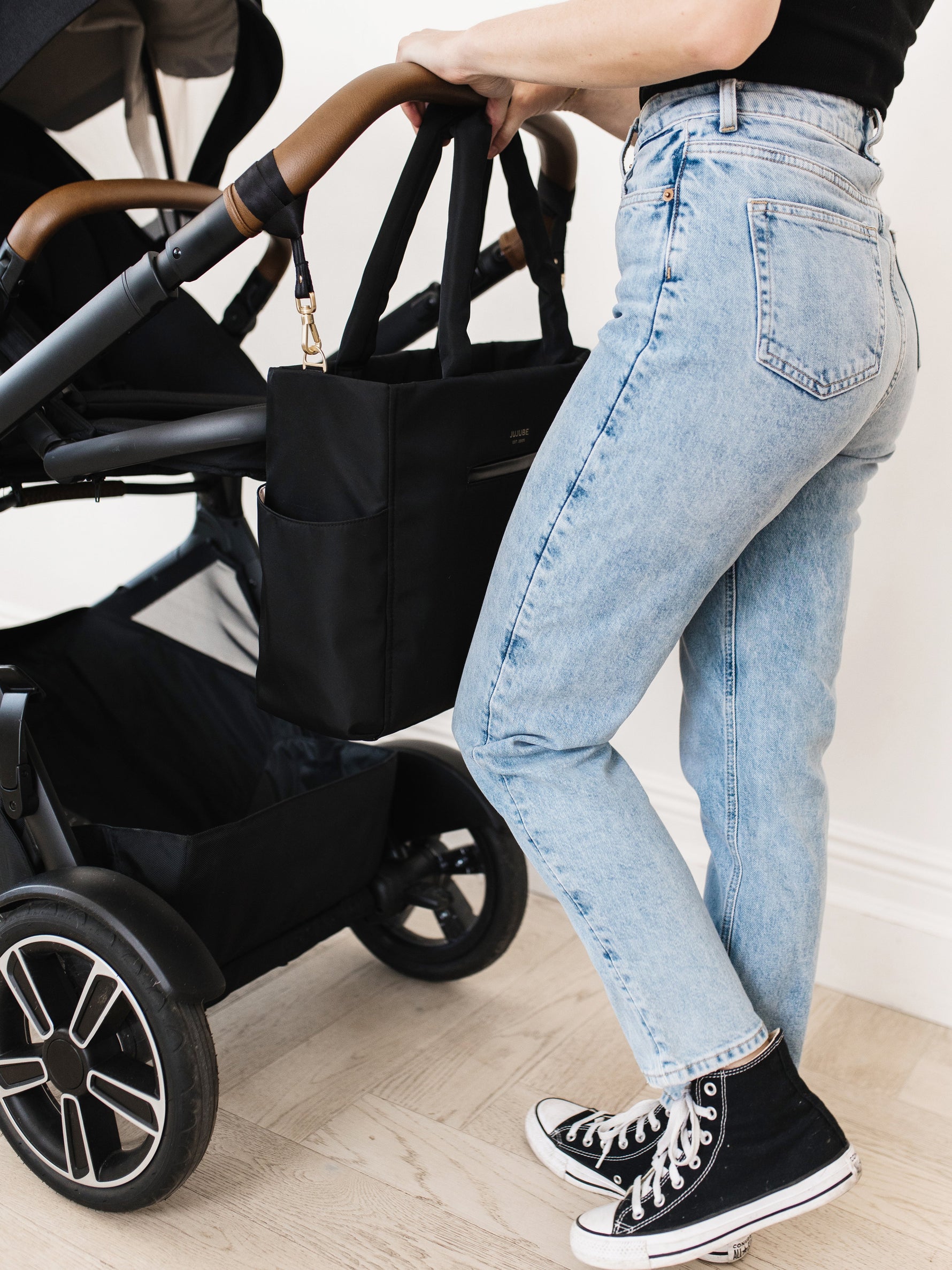 Utility-Strap Tote Diaper Bag - Black - By Baano