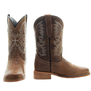 Brown Square Toe Kids Western Boots | Kids Western Dance Boots (K3004) - By Baano