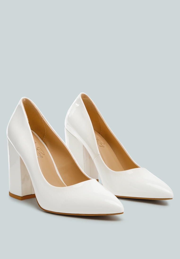 Kamira Patent Block Heeled Pumps London Rag International