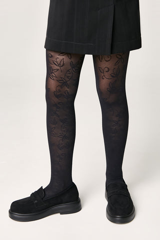 Conte Tights for girls Ketty 40 Den - Floral Pattern - By Baano