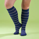 Knee-High Compression Socks – Stripes Navy (20-30 mmHg)