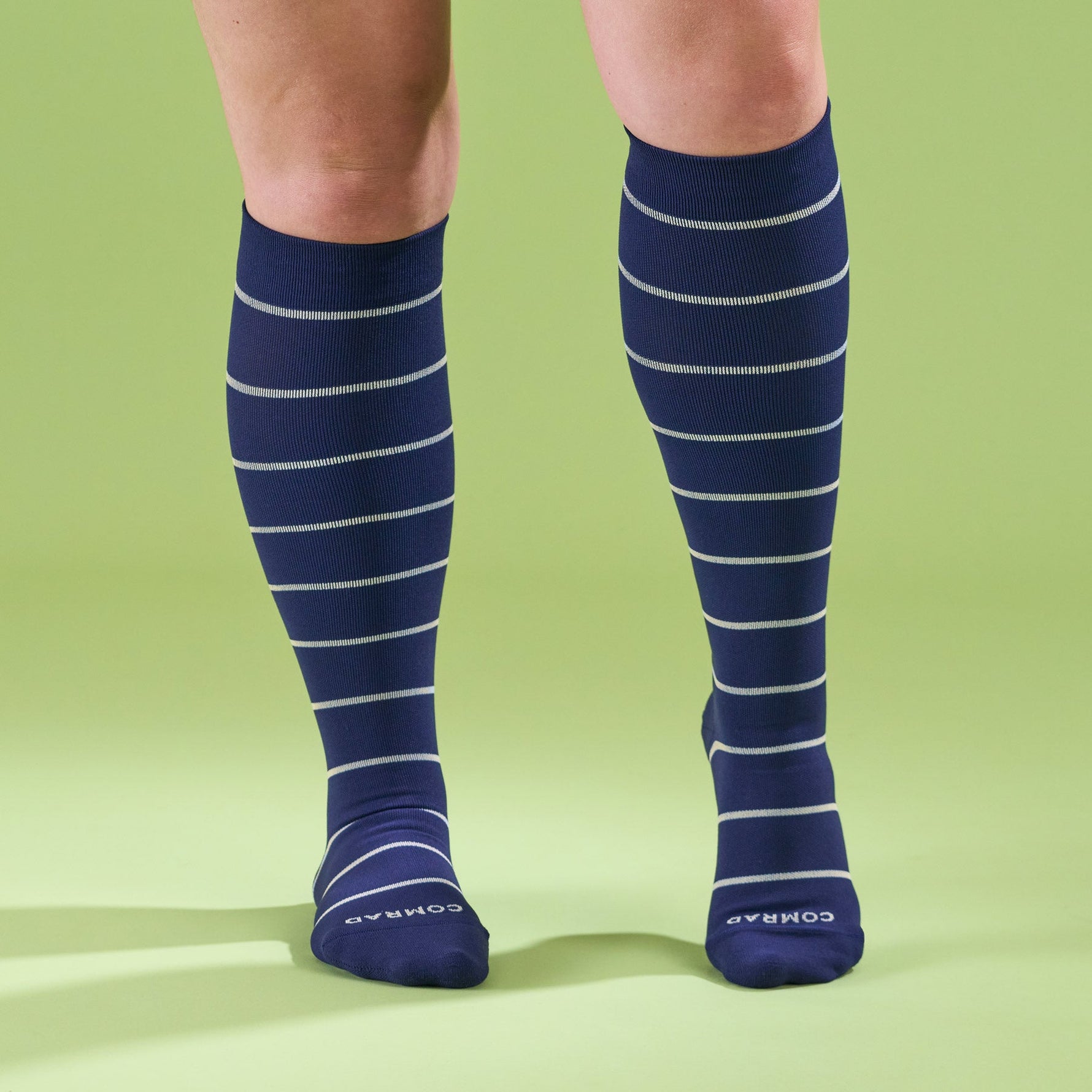 Knee-High Compression Socks – Stripes Navy (20-30 mmHg)
