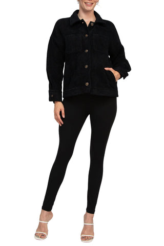 Velvet Heart Collared Button Closure Long Sleeve Knit Jacket with Pockets - By Baano