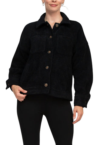 Velvet Heart Collared Button Closure Long Sleeve Knit Jacket with Pockets - By Baano