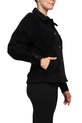 Velvet Heart Collared Button Closure Long Sleeve Knit Jacket with Pockets - By Baano