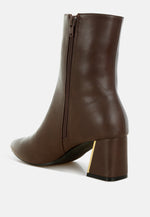 Kaira Metallic Accent Heel High Ankle Boots