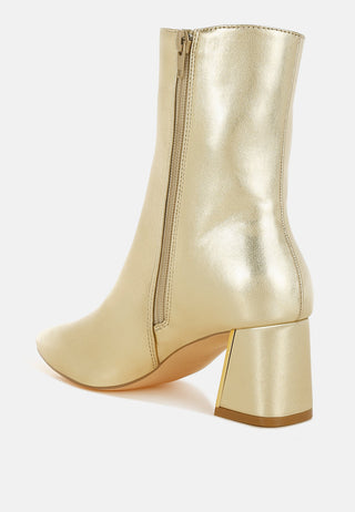 Kaira Metallic Accent Heel High Ankle Boots