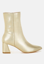 Kaira Metallic Accent Heel High Ankle Boots
