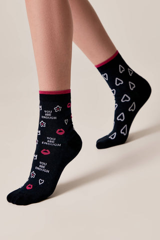 Socks Cotton Conte Happy 373 - You Are Enough - By Baano
