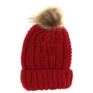 Kids Fuzzy Lined Fur Pom C.C Beanie