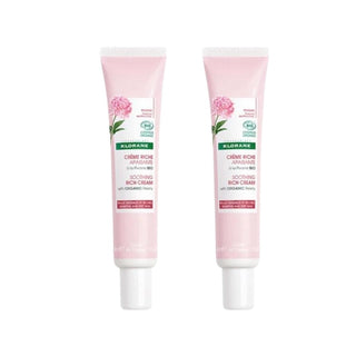 Klorane Organic Peony Extract Soothing Rich Cream for Sensitive and Dry Skin 40 ml -2 Pack