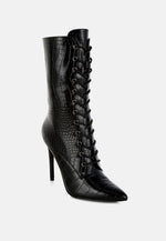 Knocturn Croc Textured Over The Ankle Boots