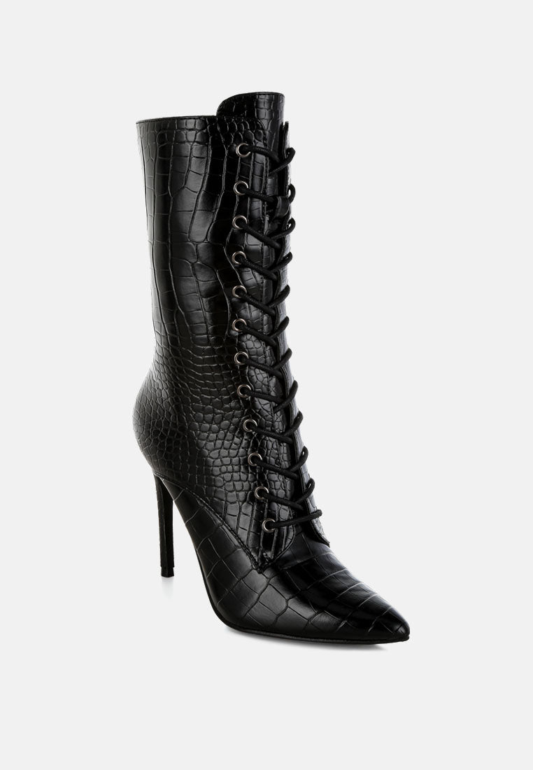 Knocturn Croc Textured Over The Ankle Boots