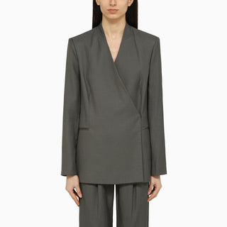 Sandyato single-breasted grey viscose blazer Netdressed